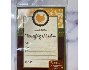 Juego de 16 invitaciones para celebrar el Día de Acción de Gracias con pavo de cosecha y sobres
