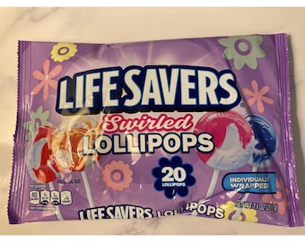Piruletas Life Savers con diseño de remolino, bolsa de 20 unidades, caramelos duros envueltos individualmente, 200 g (7.1 oz)