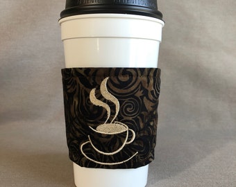 Embroidered Coffee Sleeve: Reusable Cup Cozy