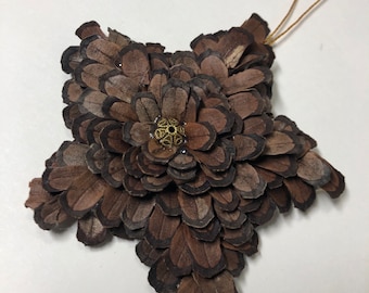Natural pine cone petal Star ornament