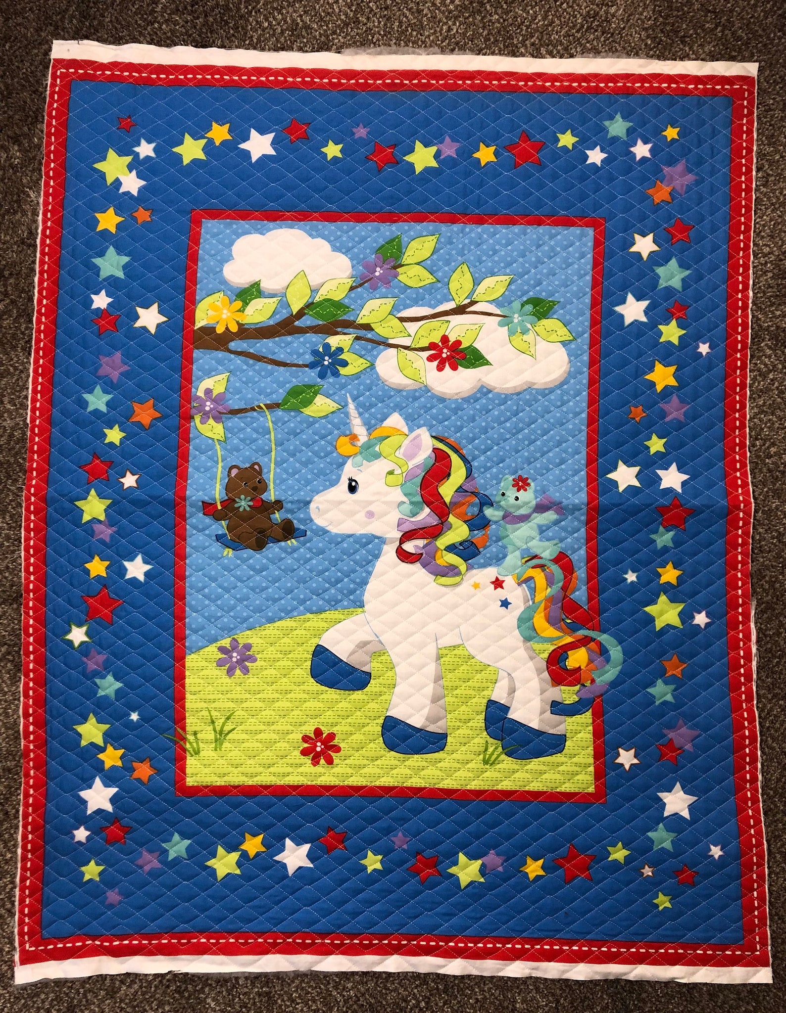 Quilted Baby Blanket Panel unfinished Etsy