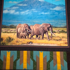 Unvollendetes Quilt Top - Landschaftlich Panel und aufgesetzte Bordüren