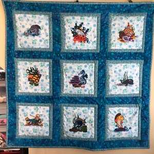 Under the Sea Embroidered wall hanging or crib blanket