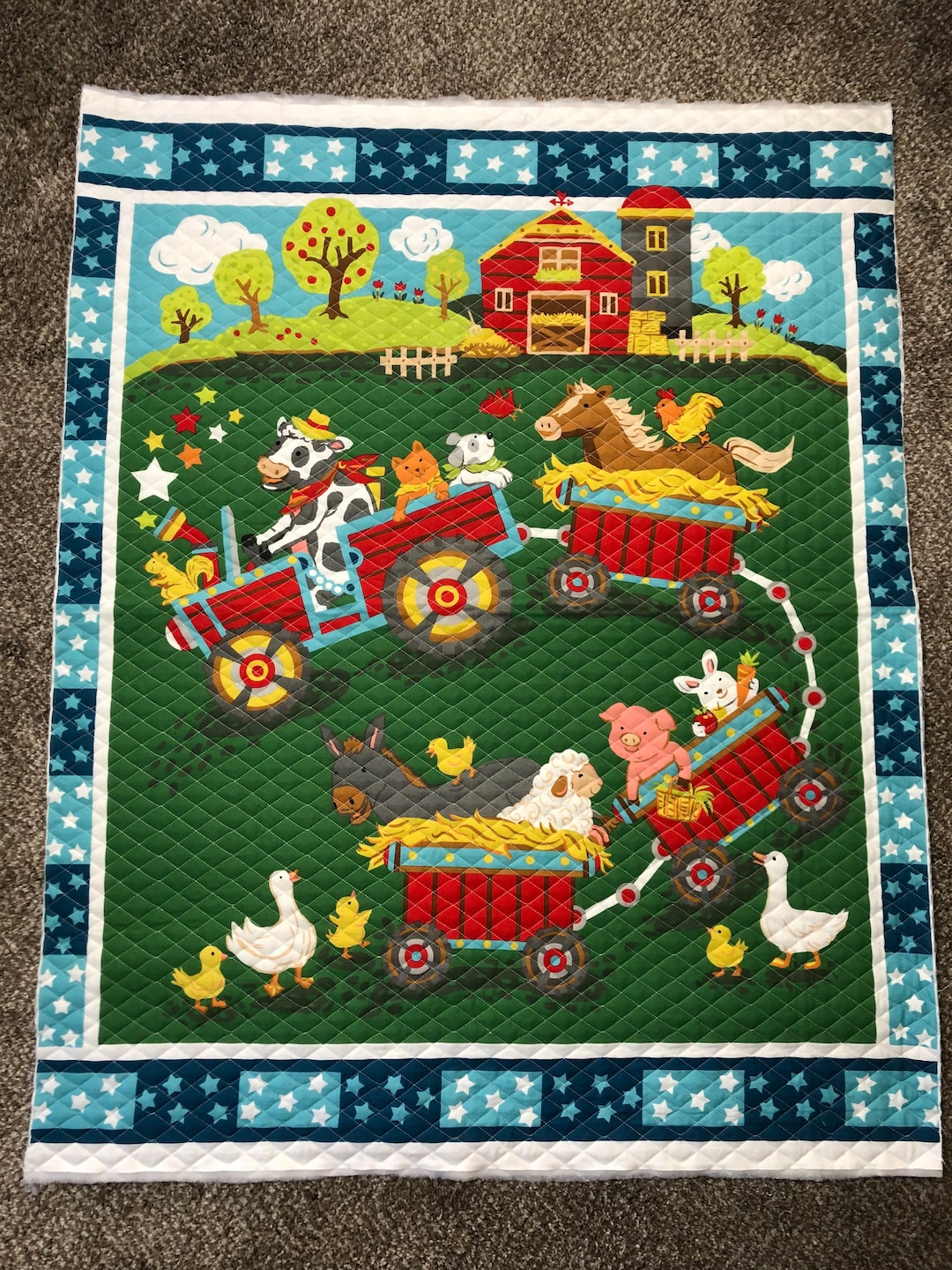 Quilted Baby Blanket Panel unfinished Etsy