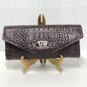 Cartera de embrague de imitación de cocodrilo para mujer