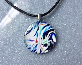 Multicolor Art Resin Pendant with Silver Bail