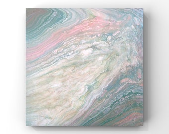 In Bloom - Abstract in Green Pink and Beige