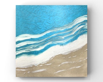 12 x 12 Beach Sand Art, Waves Breaking on the Beach