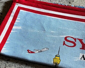 Vintage Baumwolle Geschirrtuch Geschirrtuch Sydney Australien Souvenir Stadtansicht Wahrzeichen NEU