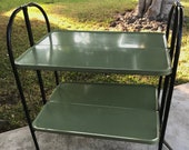 Vintage Folding Metal Cart Bar Shelf Versa Table Fold Roll Mid Century Modern Industrial Stand Display