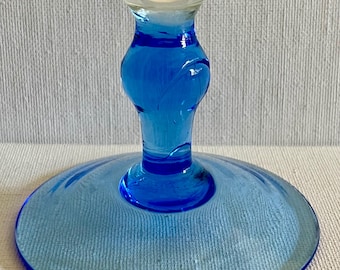 Vintage Empoli Glass Apothecary Jar Peacock Blue Base Circus Top 12.5" Tall