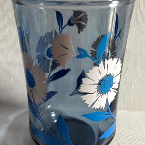 ヴィンテージ Libbey ガラス ボレロ ブルー ホワイト フラワー ジュース スタッカブル 3 3/4インチ 数量 2 個