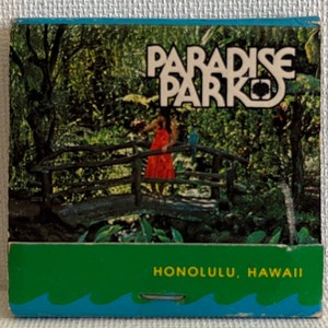 Caja de cerillas vintage Paradise Park Honolulu Hawaii, cerillas de la isla hawaiana SIN USAR