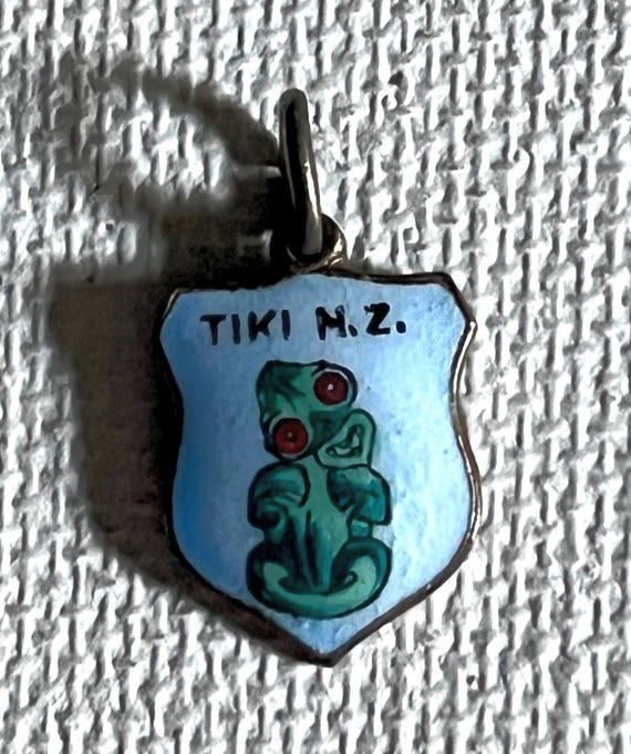 Vintage Haka Native Maori Tribe New Zealand Enamel Silver Charm Pendent