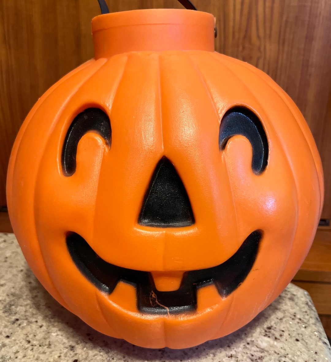 Vintage Halloween Blow Mold Pumpkin Candy Pail Bucket Bag Jack O ...