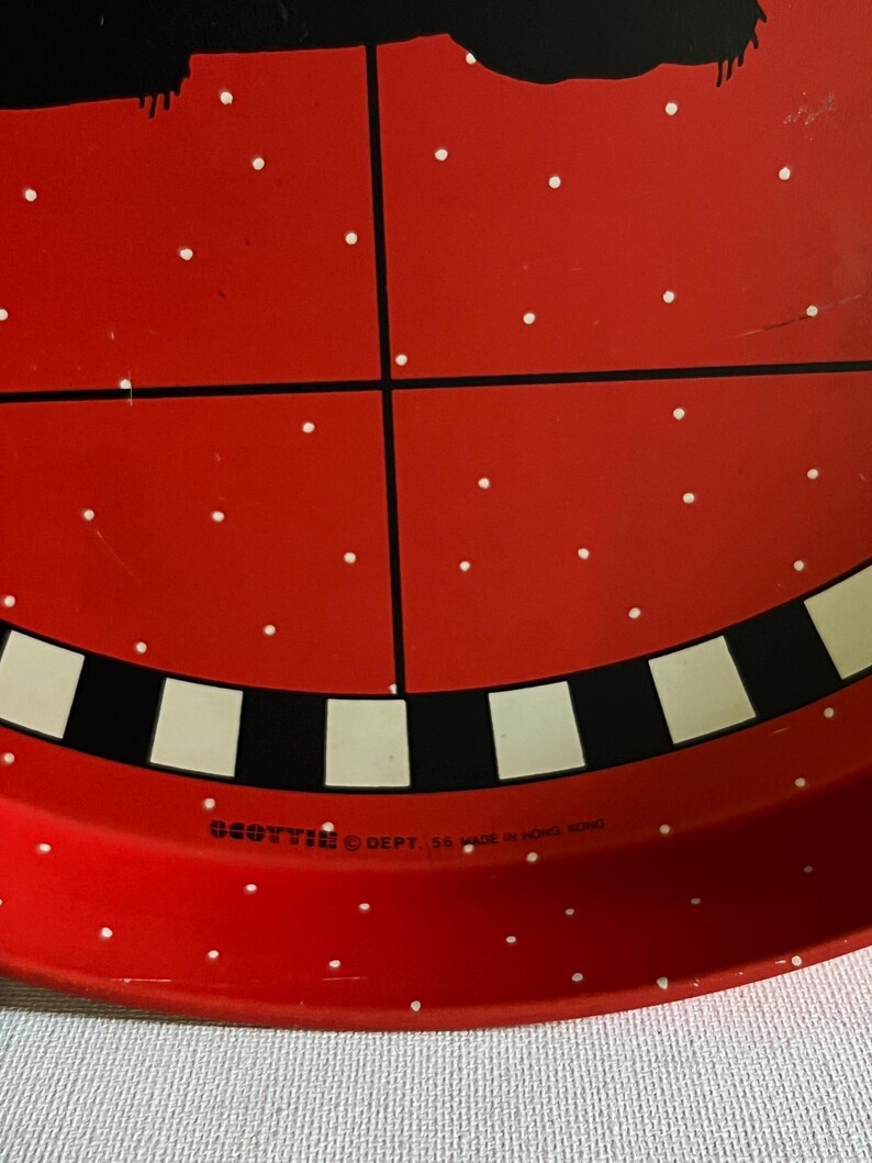 1984 Dept 56 Scottie Dog Metal Tray Red Polka Dot MacKenzie Childs Checkered image 5