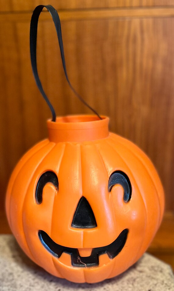 Vintage Halloween Blow Mold Pumpkin Candy Pail Bucket… - Gem