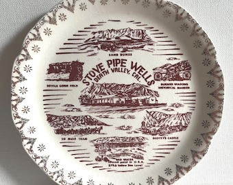 Vintage Death Valley California Stove Pipe Wells Teufels Kornfeld Teller SELTEN