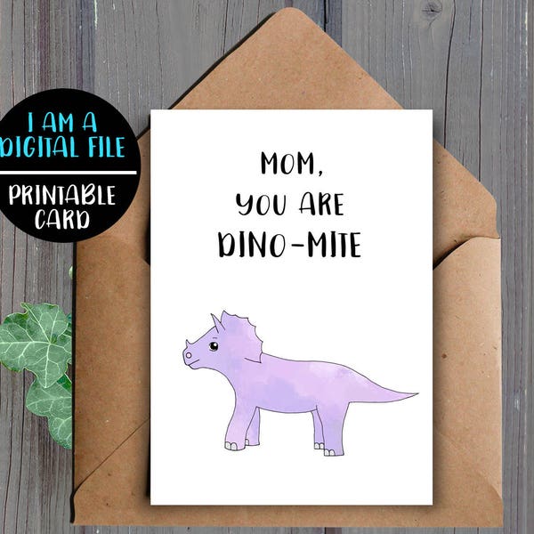 Dinosaur Downloadable Birthday Card - Etsy