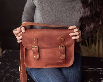 Leather crossbody bag, brown messenger bag, leather camera bag, brown laptop bag, crossbody bag women, leather shoulder bag, crossbody purse