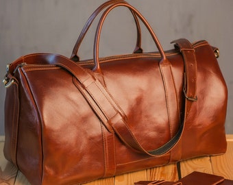 Brown weekend bag Leather duffel bag Leather travel bag Leather weekender bag  Overnight bag men Brown big bag Men's leather duffel Gym bag