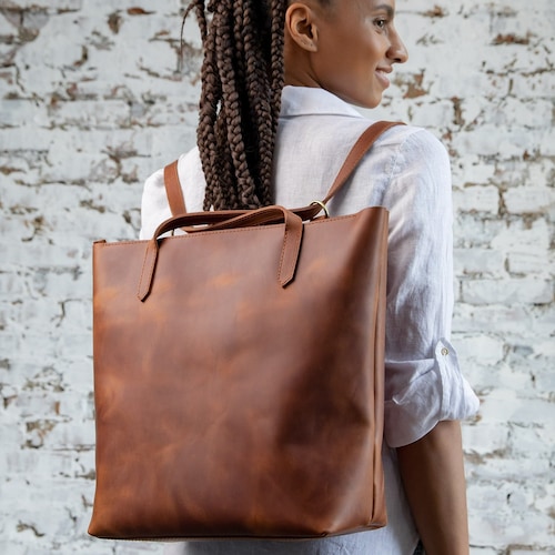 Extra Large Convertible Backpack Purse Leather Backpack Women Etsy