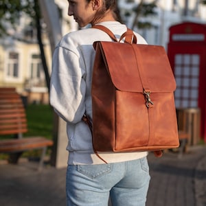 Lederrucksack Reißverschluss Kamerarucksack Rucksack mit Laptopfach