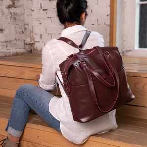 Convertible crossbody bag Convertible backpack purse  Leather backpack women Leager convertibe backpack Tote bag convertible