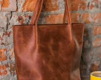 Merci Marie distressed Tote leather bag