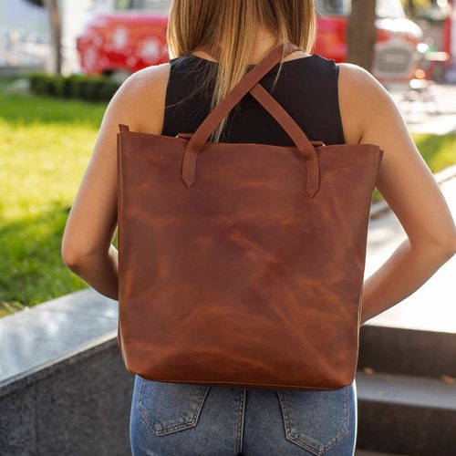 Brown Convertible Backpack Purse 