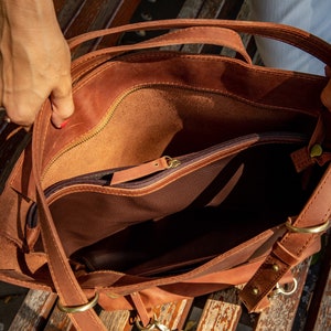 Brown convertible backpack purse, convertible tote bag, convertible leather tote, leather backpack women, brown leather tote, laptop bag Tote bag+divider