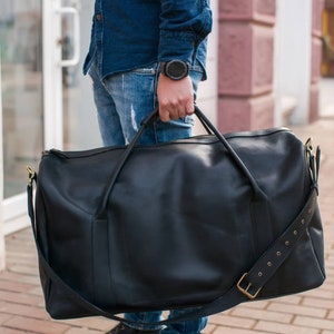 Leather Weekender Bag by OKRA Leather travel bag Cabin luggage bag Overnight bag Leather weekend bag Mens duffel bag image 6