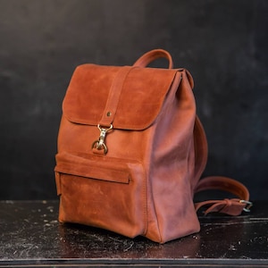 Brown Leather Backpack by OKRA Women's Backpack Laptop Backpack Women's ...