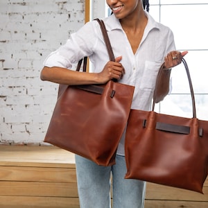Handmade Leather Tote Bag: Brown Everyday Shoulder Bag