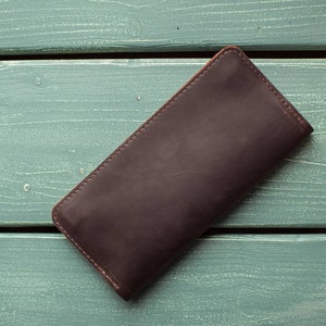 Cartera de cuero, billetera larga de cuero, billetera marrón, organizador de pasaporte, billetera de cuero hombre, tarjetero de cuero, billetera de teléfono, billetera mujer imagen 2