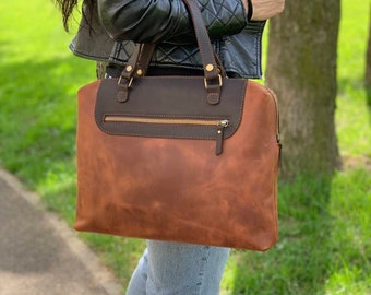 Laptop bag by OKRA, leather laptop bag Leather briefcase Business briefcase Leather satchel Womens work bag Laptop folder