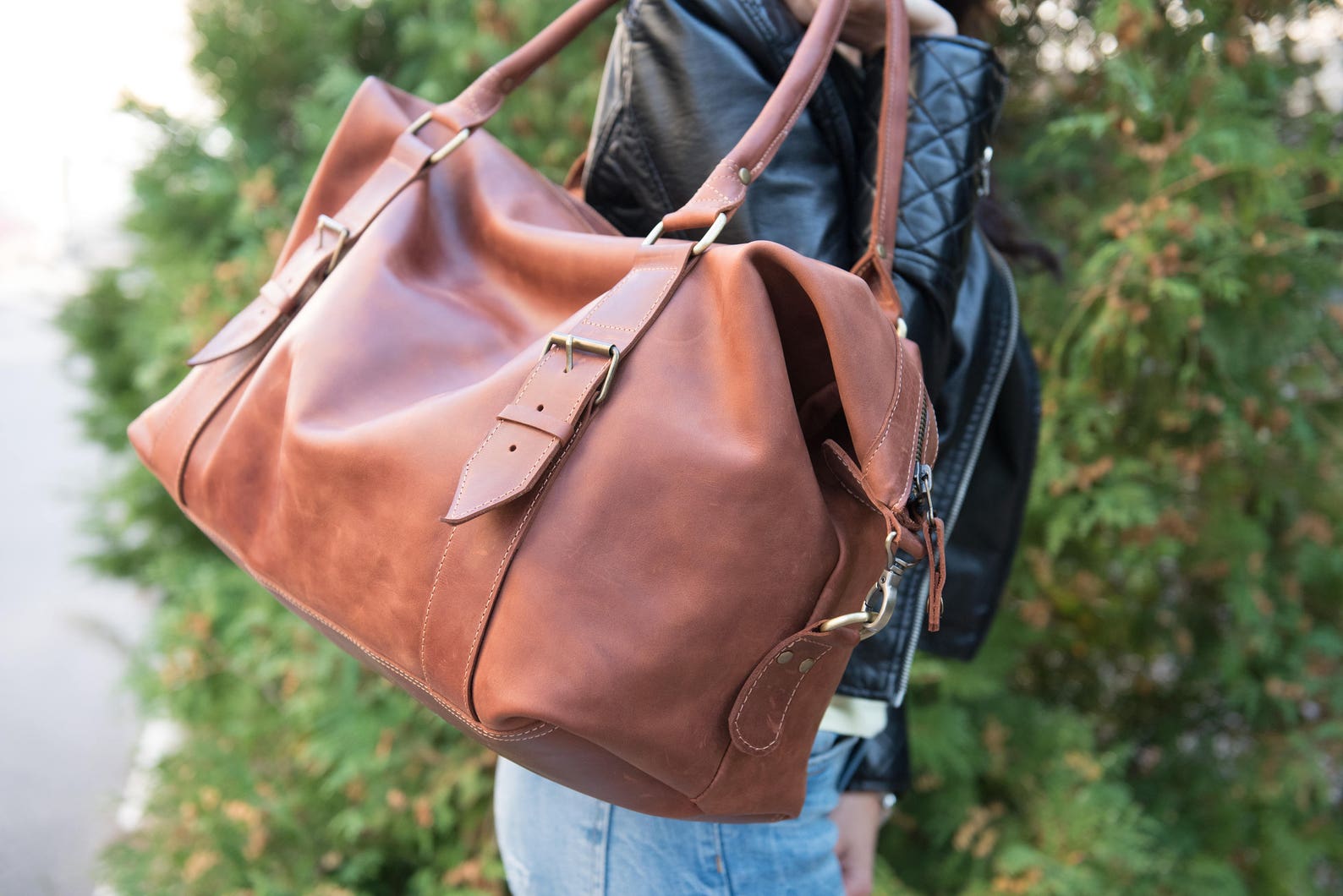 Leather Weekend Bag Brown Overnigt Bag Leather Travel Bag Etsy