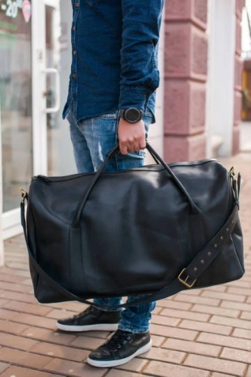 Men's Nappa Leather Duffle Bag in Dark Brown by Quince