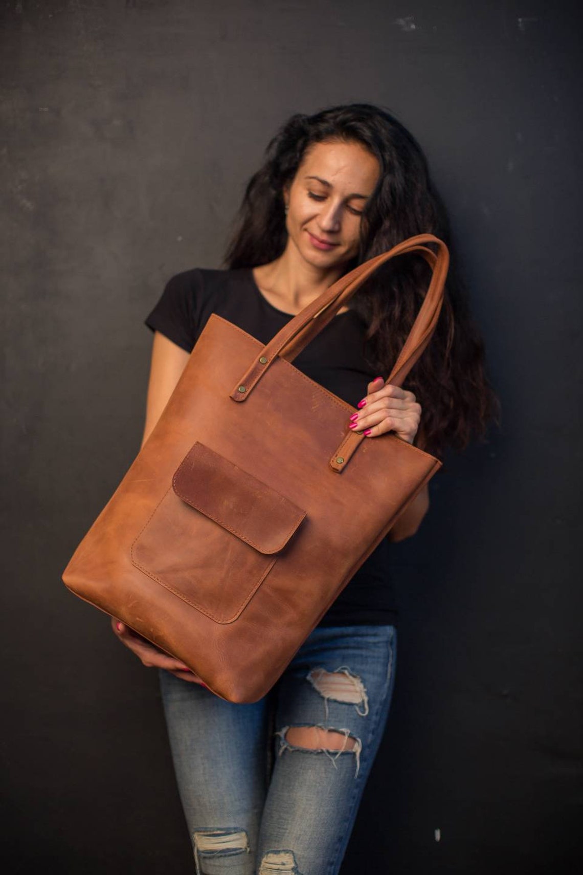 Sac fourretout en cuir fourretout en cuir sac à main en Etsy France