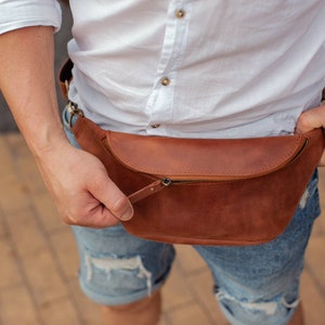 Fanny pack by OKRA Leather belt bag Waist bag Hip bag Festival bag Brown fanny pack Travel pouch Leather bag men Fanny pack men image 2