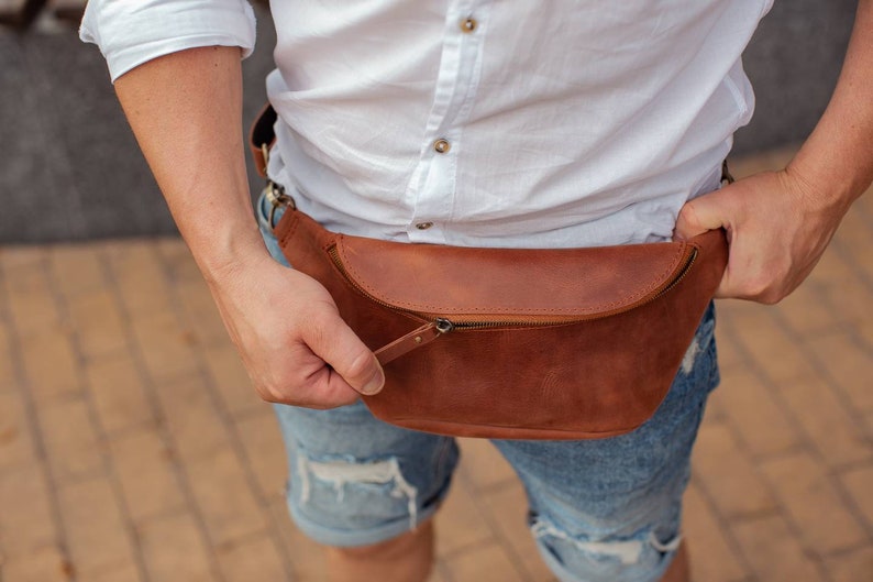 Fanny pack by OKRA Leather belt bag Waist bag Hip bag Festival bag Brown fanny pack Travel pouch Leather bag men Fanny pack men image 2