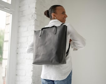 Extra large convertible backpack tote  Leather backpack women Convertible bag Tote backpack Laptop backpack Camera backpack Laptop tote bag