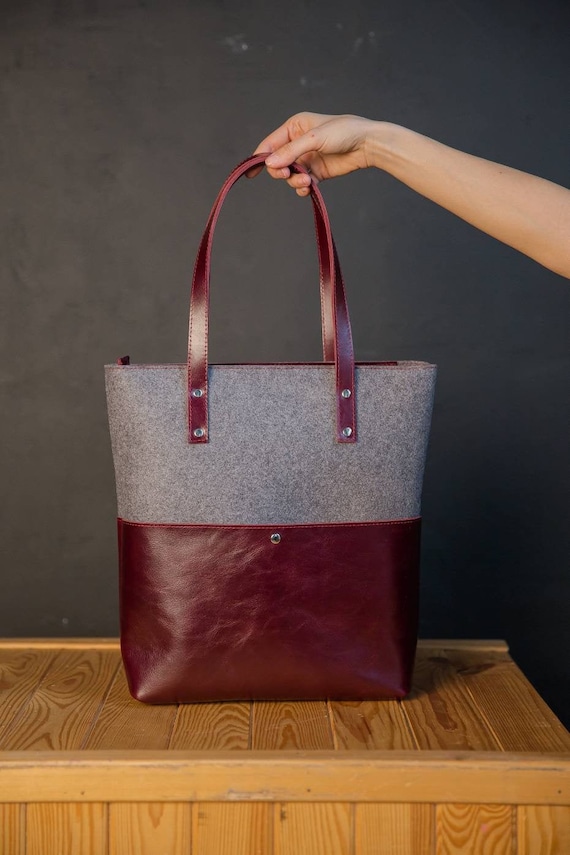 Large Burgundy Leather Tote