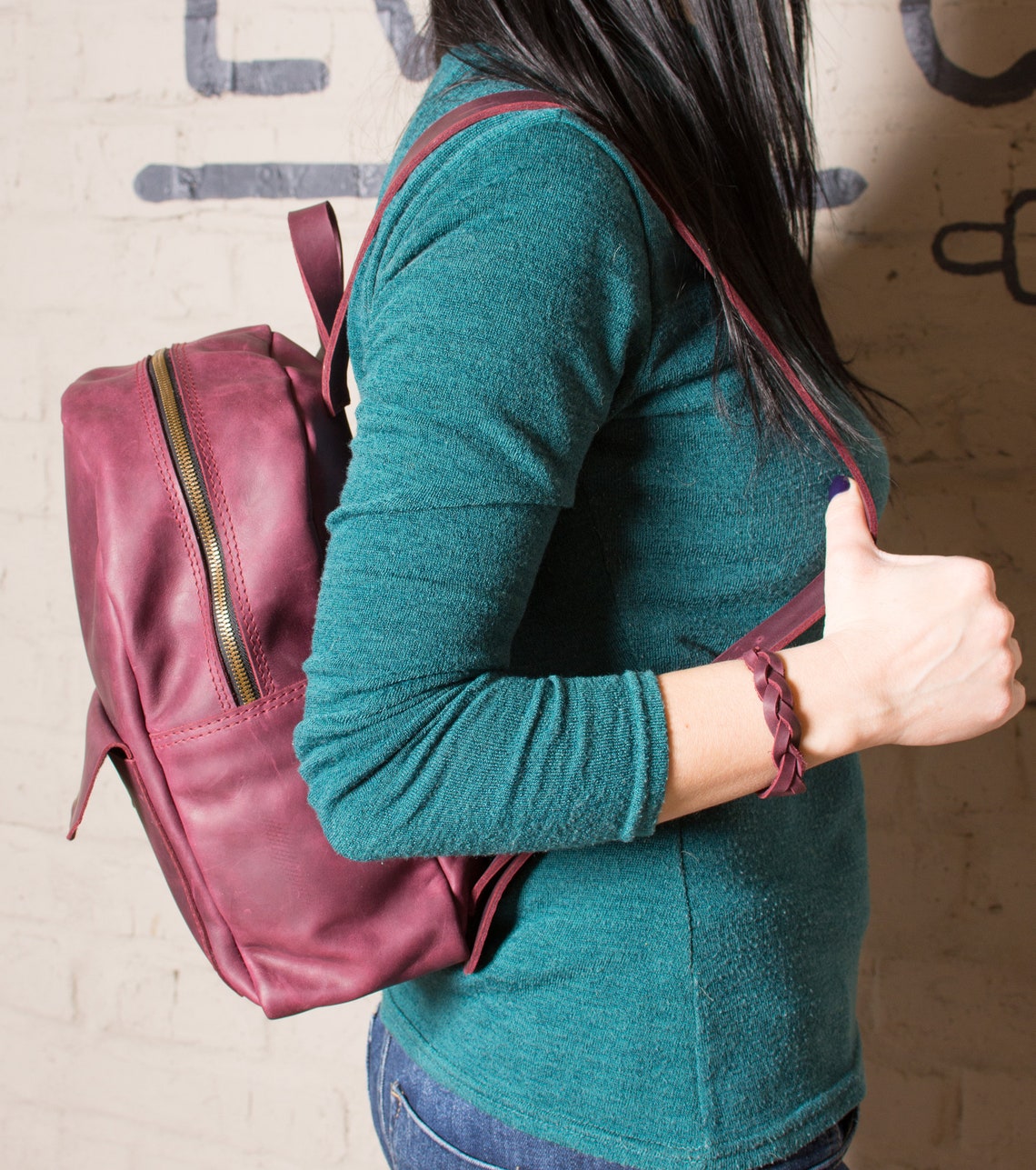 Leather Backpack by Okra Leather Backpack Women Brown Etsy