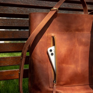 Brown convertible backpack purse, convertible tote bag, convertible leather tote, leather backpack women, brown leather tote, laptop bag Tote bag+pocket