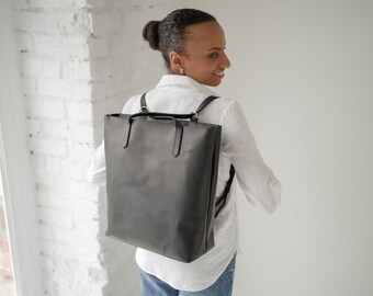 Extra Large Leather Convertible Backpack Purse: 15