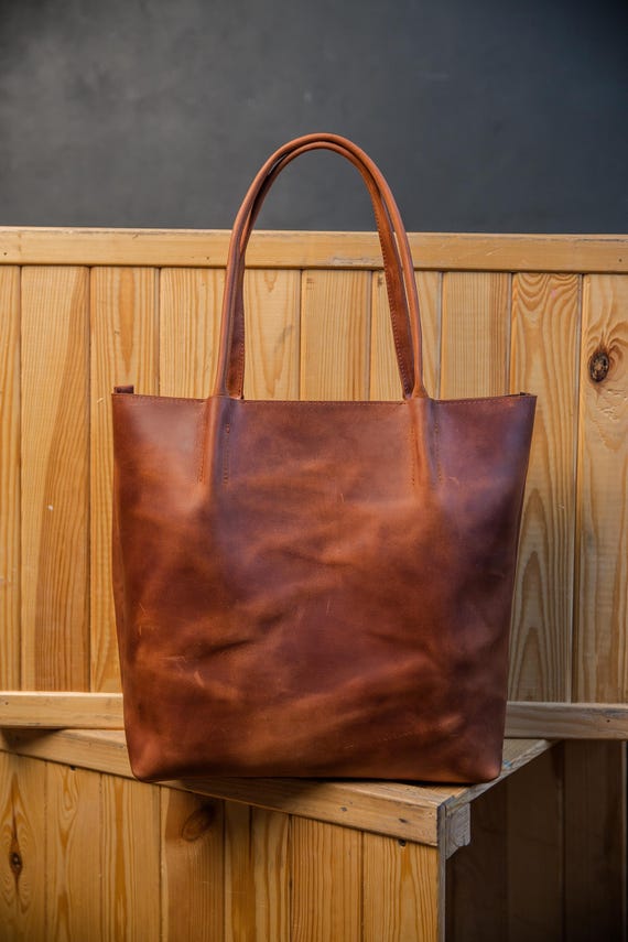 Cognac Leather Tote Bag Leather Tote Leather Handbag Laptop Bag Women Brown Shoulder Bag Vintage Leather Tote Bag With Laptop Insert Etsy Canada