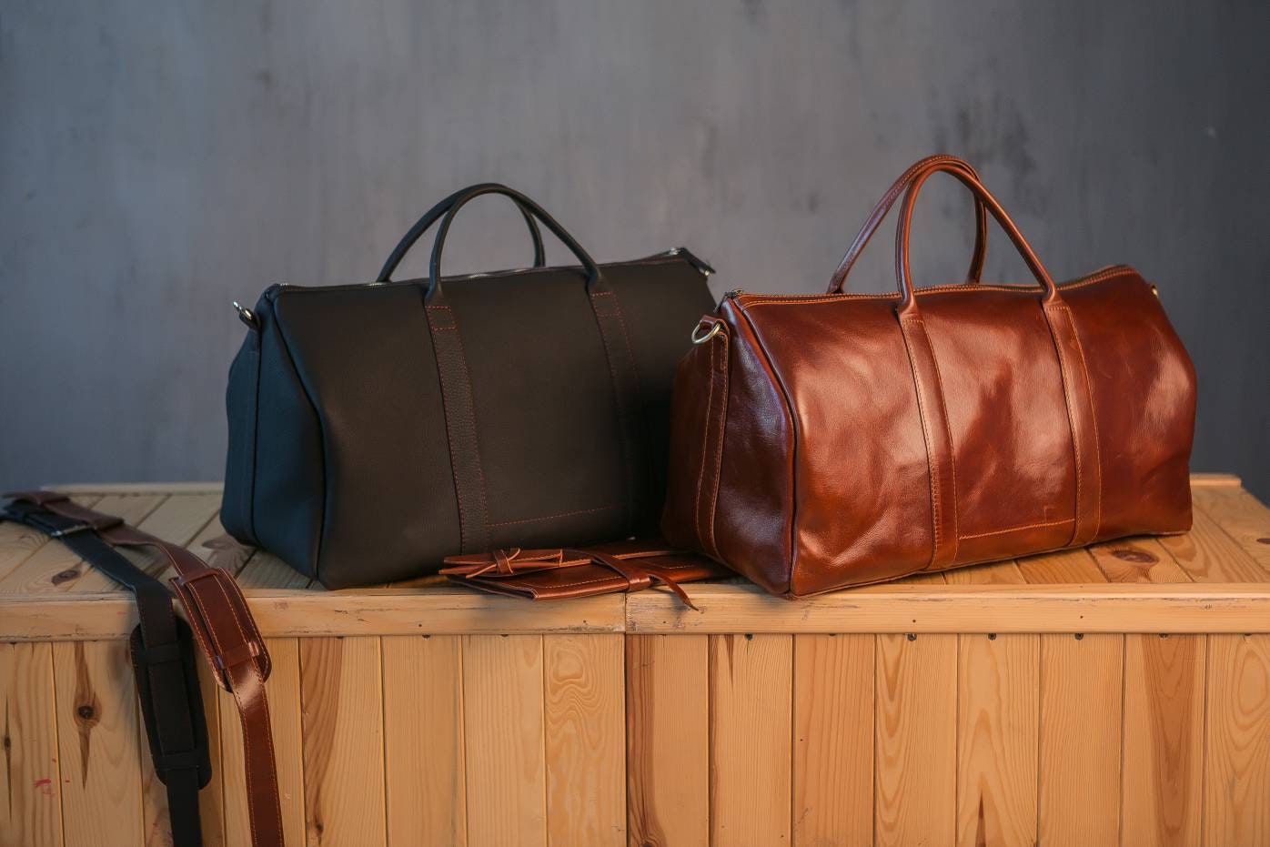 Black Overnight Bag Leather Duffel Bag Mens Big Bag Vintage - Etsy