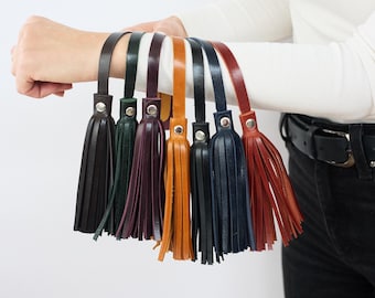 Handmade Leather Tassel Charm | Bag Accessory | Keychain Accent | Genuine Leather | Boho Bag Decoration