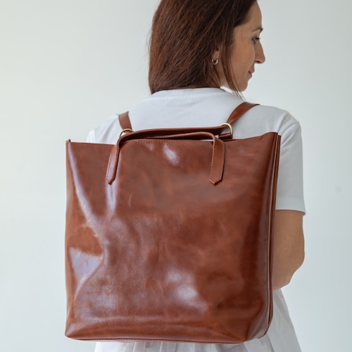 Large Capacity Leather Backpack Tote Bag Crossbody Work Travel Leather Backpack Purse for Women Casual Schholbags Large  main image 4